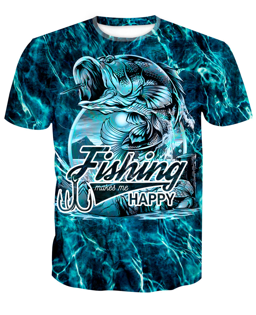 Fishing Makes Me Happy Fishing Camo 3d Unisex T-shirt