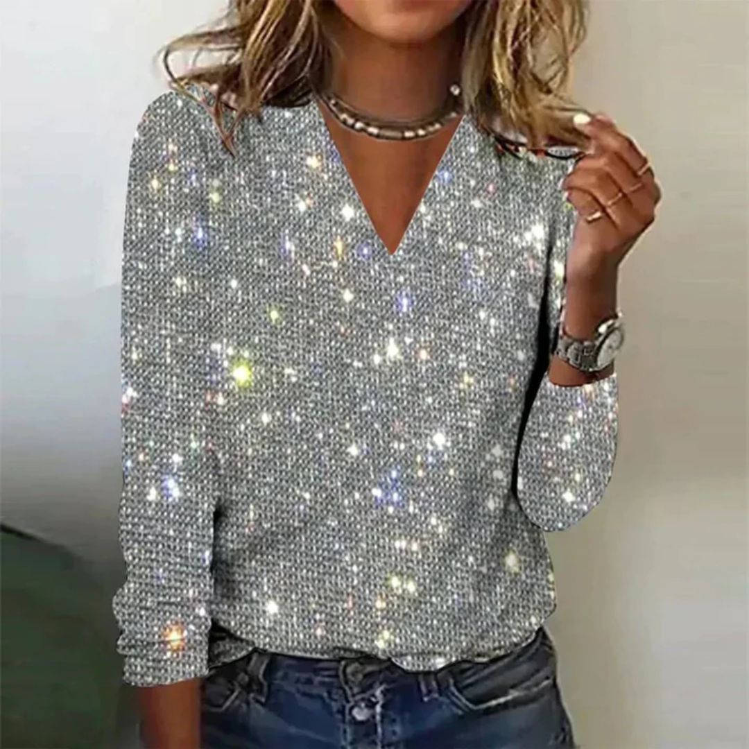 Lara - Sparkle V-Neck Top