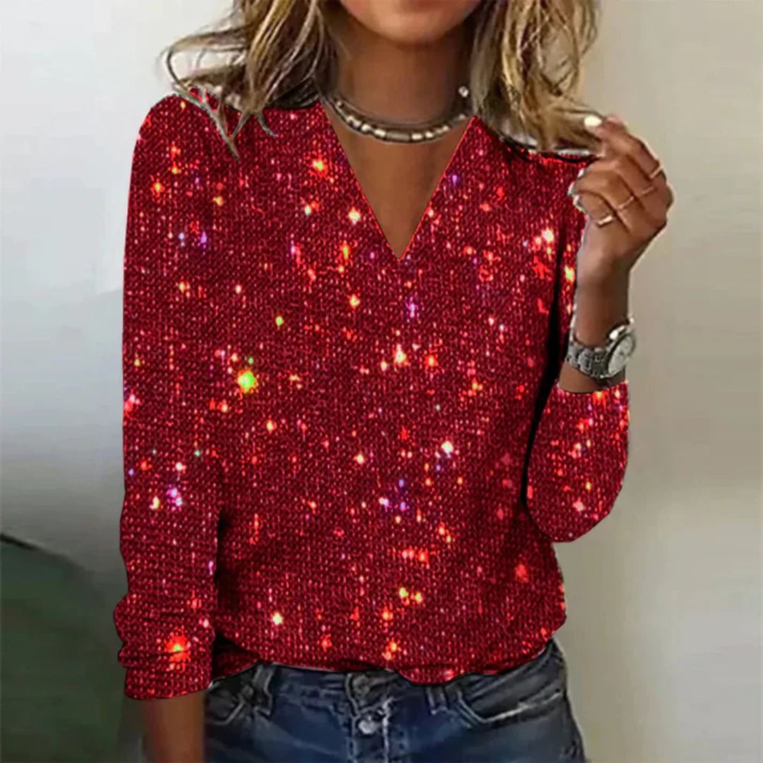 Lara - Sparkle V-Neck Top