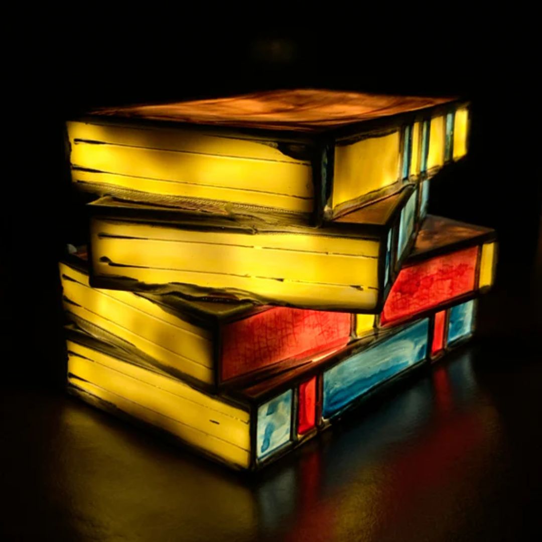 Stained Glass Books Lamp