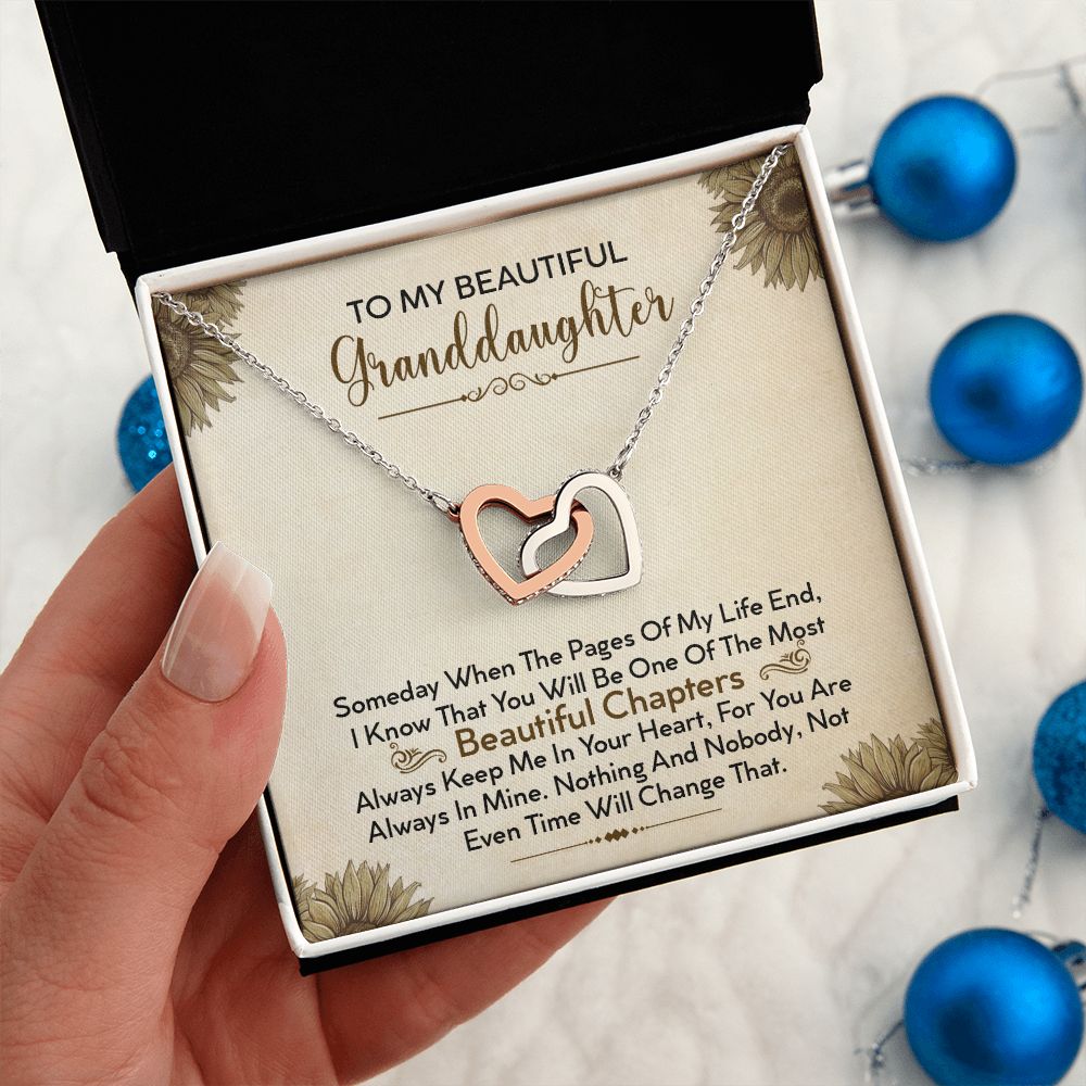 To My Beautiful Granddaughter - Always Keep Me In Your Heart - Interlocking Hearts Necklace