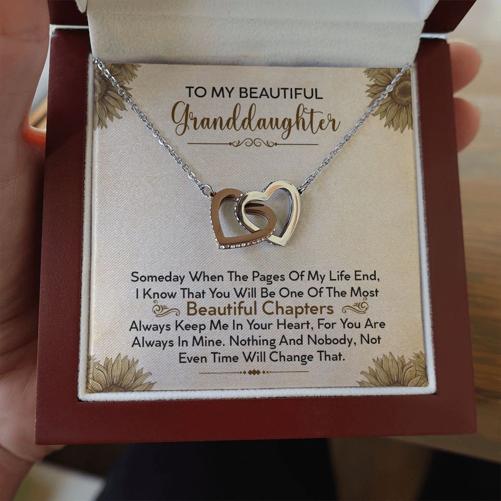 To My Beautiful Granddaughter - Always Keep Me In Your Heart - Interlocking Hearts Necklace