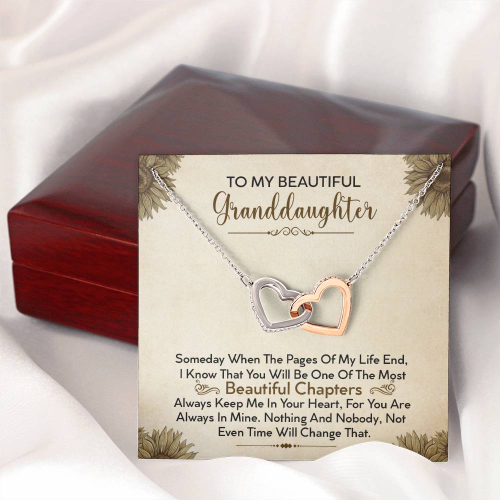 To My Beautiful Granddaughter - Always Keep Me In Your Heart - Interlocking Hearts Necklace